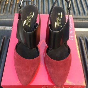 Burgundy Aerosole comfort heels